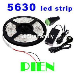 Süper parlak led şerit işık Esnek 5630 SMD 300 LED 5 M Sıcak beyaz Soğuk beyaz 12 V Su Geçirmez + 6A Güç kaynağı için yatak odası / oturma odası