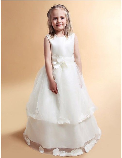 A Line Jewel Floor Length Satin Flower Girl Dress Sd354 From ...