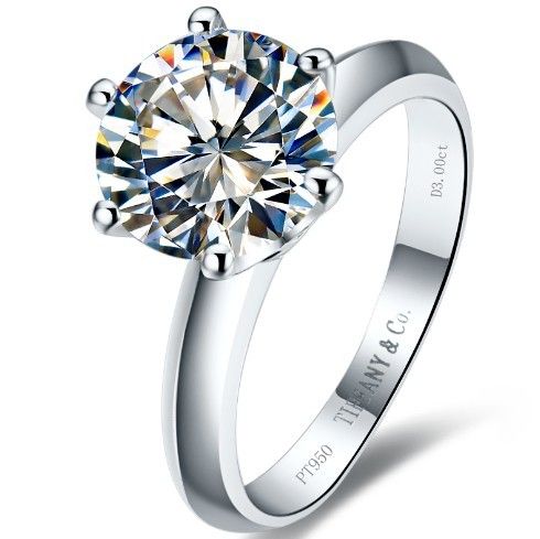 3.0 CT Anillos de boda Classic Round Simular anillos de diamante para mujer14k oro blanco sólido plata pt950 estampados y flechas