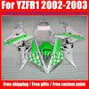 Popular YZFR1 2002 2003 ABS plastic YAMAHA fairing kit YZF R1 02 YZF-R1 03 green white racing motorcycle parts with 7 gifts tp41