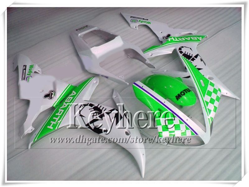 Popular YZFR1 2002 2003 ABS plastic YAMAHA fairing kit YZF R1 02 YZF-R1 03 green white racing motorcycle parts with 7 gifts tp41