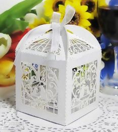 Gift Wrap Wedding Favor small Boxes Floral Theme Laser Cut Favor Box With Bowknot XB1