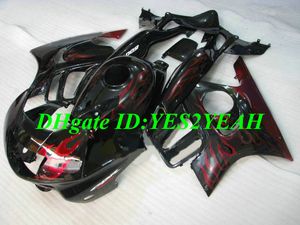 Kit carenatura moto per Honda CBR600F3 97 98 CBR600 F3 1997 1998 Plastica ABS Fiamme rosse Set carene nere + Regali HQ15