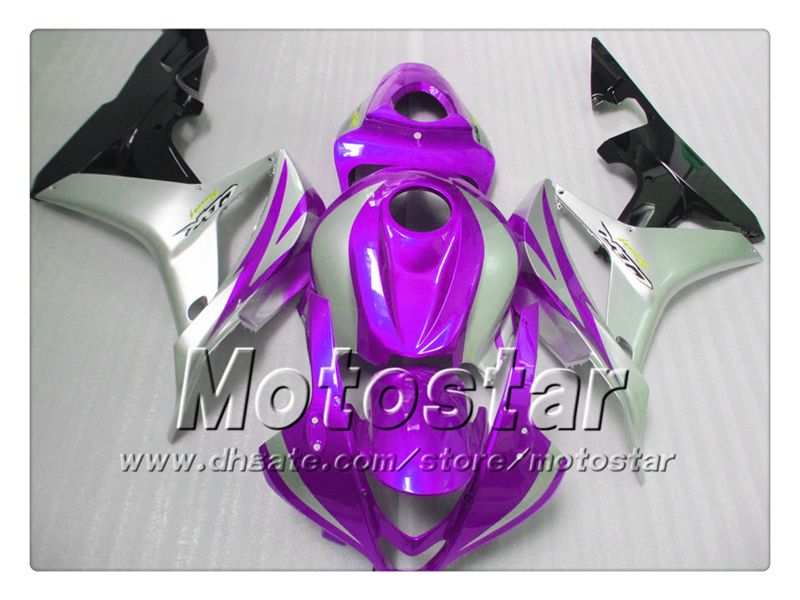 Spuitgietverbarsting Set voor Honda CBR600RR 2007 2008 CBR 600 07 08 CBR600 Glanzend Donker Paars Silver Fairing Body Kit SR105