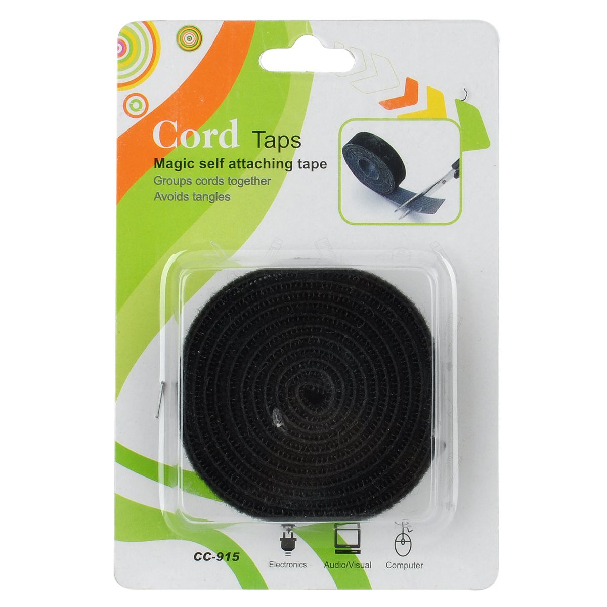 CC 915 DIY Velcro Computer Wire Cord Cable Taps Holders Winder Wrap Black 120cm From