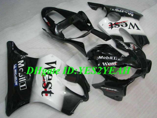 Motorcykel Fairing Kit för Honda CBR600F4I 01 02 03 CBR600 F4I 2001 2002 2003 ABS Vit Svart Fairings Set + Presenter Hy03