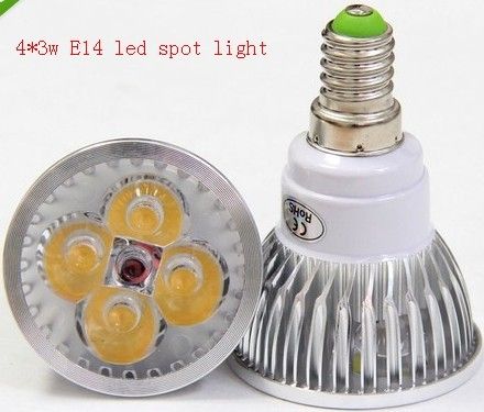 Hoog vermogen 12W 4x3W Spotlight DIMBARE GU10 / MR16 / E27 / E14 LED LICHT LAMPLED BLIB