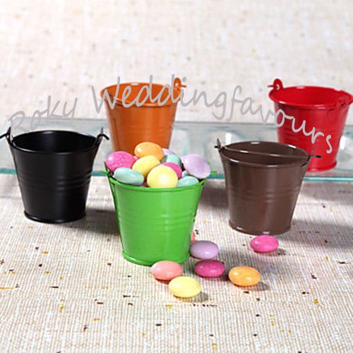 Miniature Gavlanized Tin Pails, Wedding favors Mini Bucket, Galvanized mini pails candy boxes, tin pails favors