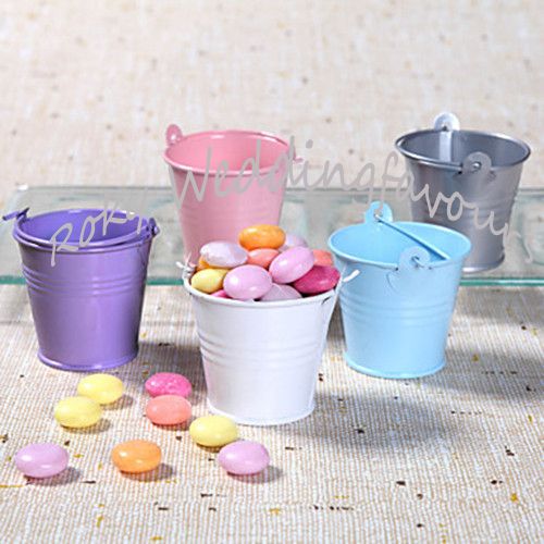 100 stks gratis verzending Zeer schattig mini tin emmers bruiloft gunsten, baby shower, mini emmers, tin snoep doos, geschenkpakket,