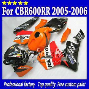 Carene carrozzeria per HONDA CBR600RR F5 2005 2006 CBR 600 RR 05 06 CBR 600RR arancio lucido rosso nero Repsol set carenatura st59