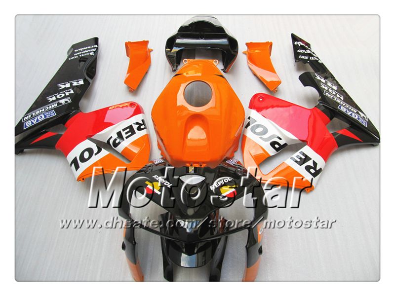 ホンダCBR600RR F5 2005 2006 CBR 600 RR 05 06 CBR 600RR光沢のあるオレンジレッドブラックレプリカフフェアリングセットST59