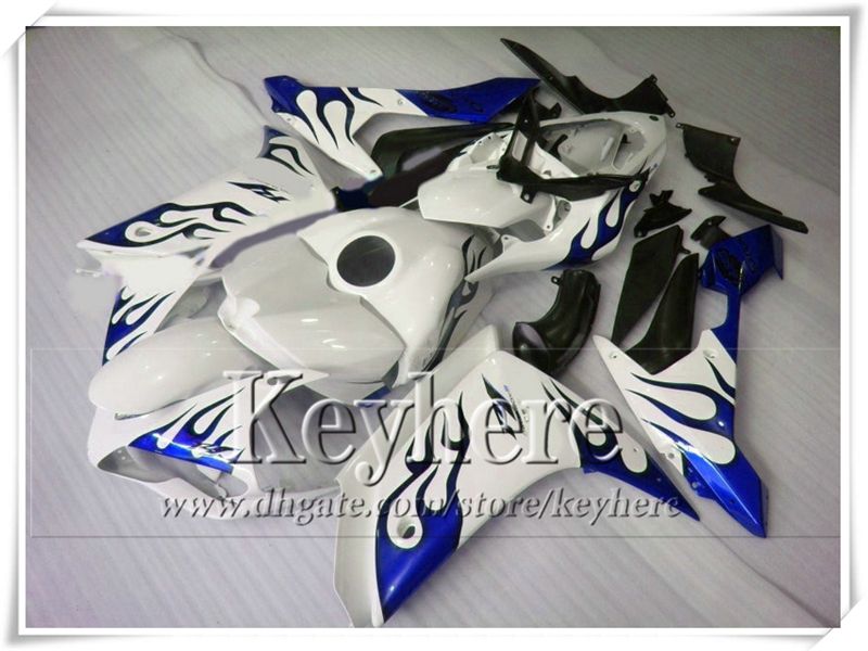 تخصيص معرض الدراجات النارية لـ Yamaha Yzfr1 07 08 ABS Fairing Kit Yzf R1 2007 YZF-R1 2008 Blue Flame in White Body Kits with 7 Higts IP27