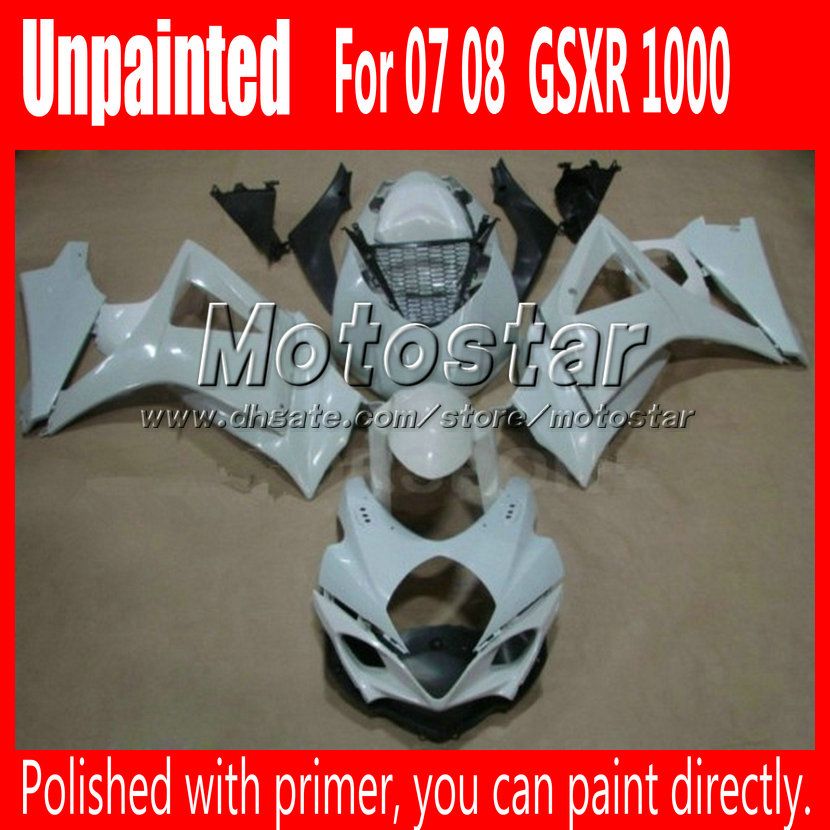 For SUZUKI Unpainted fairings GSXR1000 2007 2008 GSXR1000 07 08 GSXR 1000 2008 K7 polished fairing kit with primer kits 7 gifts