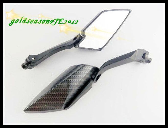 Carbon Style Custom Side Mirrors Motorcycle Street Sport Bike Cruiser