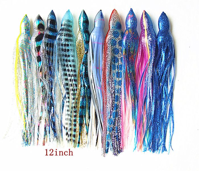 12inch bläckfisk kjol locka fiske tackla mjuka plast maskar fiske locka salt locka stor game trolling fiske bete tonfisk kjol bete