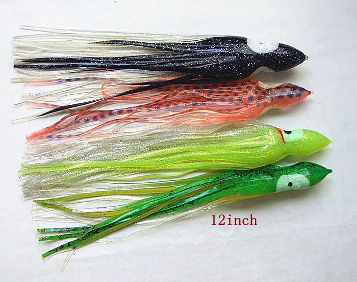 12inch Octopus Skirt Lure Fishing Tackle Soft Plastic Worms Fishing Lure Salt Lure Big Game Trolling Fishing Bait Tuna Skirt Bait