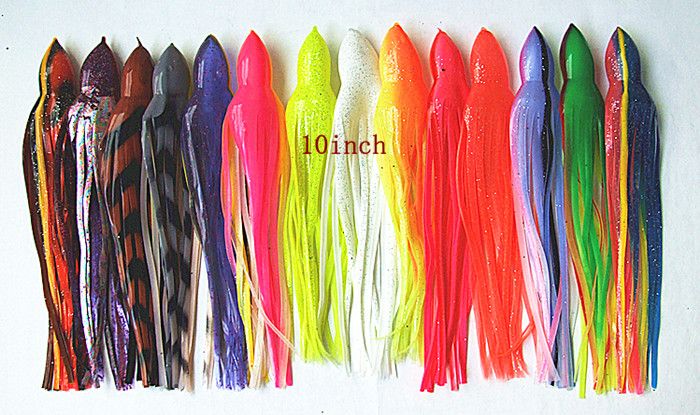 10 pouces Poulpe Chemise Leurre De Pêche À La Traîne Leurre De Thon En Plastique Souple Vers De Pêche Leurre Sel Appât Grand Jeu Jupe Appât