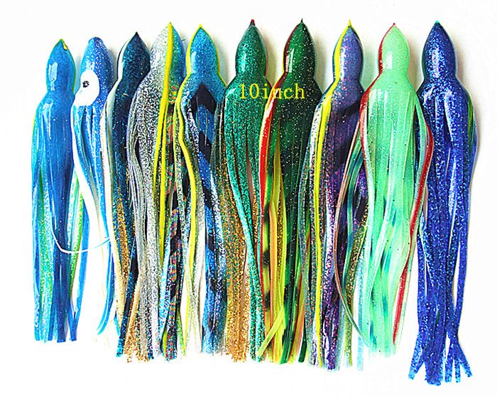 10inch Octopus Shirt Lure Fishing Tackle Trolling Fishing Lure Tuna Soft Plastic Worms Fishing Lure Salt Bait Big Game Skirt Bait