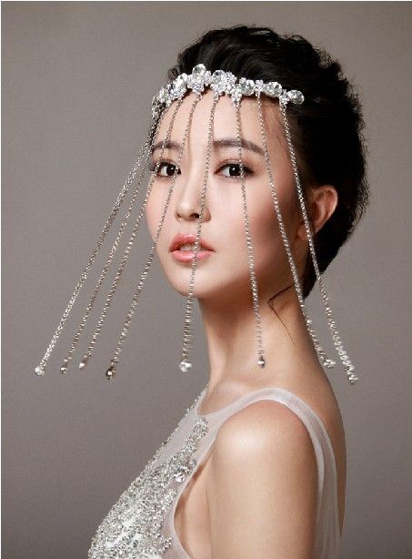 Hot !!!! Rhinestone Bridal Hairband Szlachetny Bridal Headpieces Crown Tassels Sukienka Bridal Sukienka Akcesoria