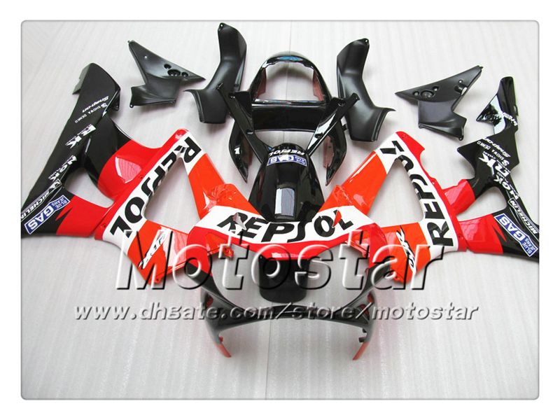 100% injectie-boogvakken voor HONDA CBR900RR 929 2000 2001 CBR900 929RR CBR929 00 01 CBR929RR Glanzendrood Black Repsol Fairing Set SY8