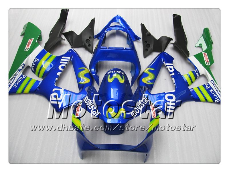 Carénages de moto pas cher pour HONDA CBR900RR 929 2000 2001 CBR900 929RR CBR929 00 01 CBR929RR ensemble de carénage Movistar bleu foncé brillant