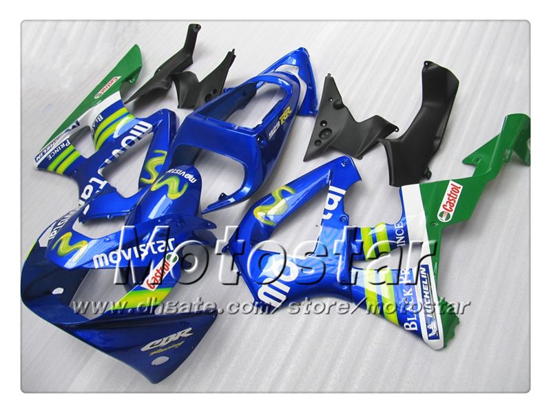 Cheap motorcycle fairings for HONDA CBR900RR 929 2000 2001 CBR900 929RR CBR929 00 01 CBR929RR glossy dark blue Movistar body fairing set