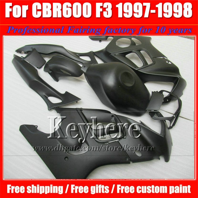 Kit de carenado ABS negro mate para Honda CBR600 97 98 CBR 600 1997 1998 F3 carenados piezas de motocicleta de carreras con 7 regalos Fk7