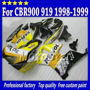 Livre Personalizar amarelo laranja preto Repsol carenagens para honda CBR900RR 919 CBR 1999 CBR919RR 1998 CBR919 98 99 ABS carenagem de plástico kits