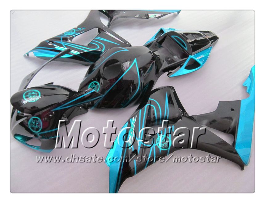 Injection molding for HONDA cbr1000rr 06 07 abs fairings kit CBR 1000RR fairing 2006 2007 water blue in glossy black body set sy120