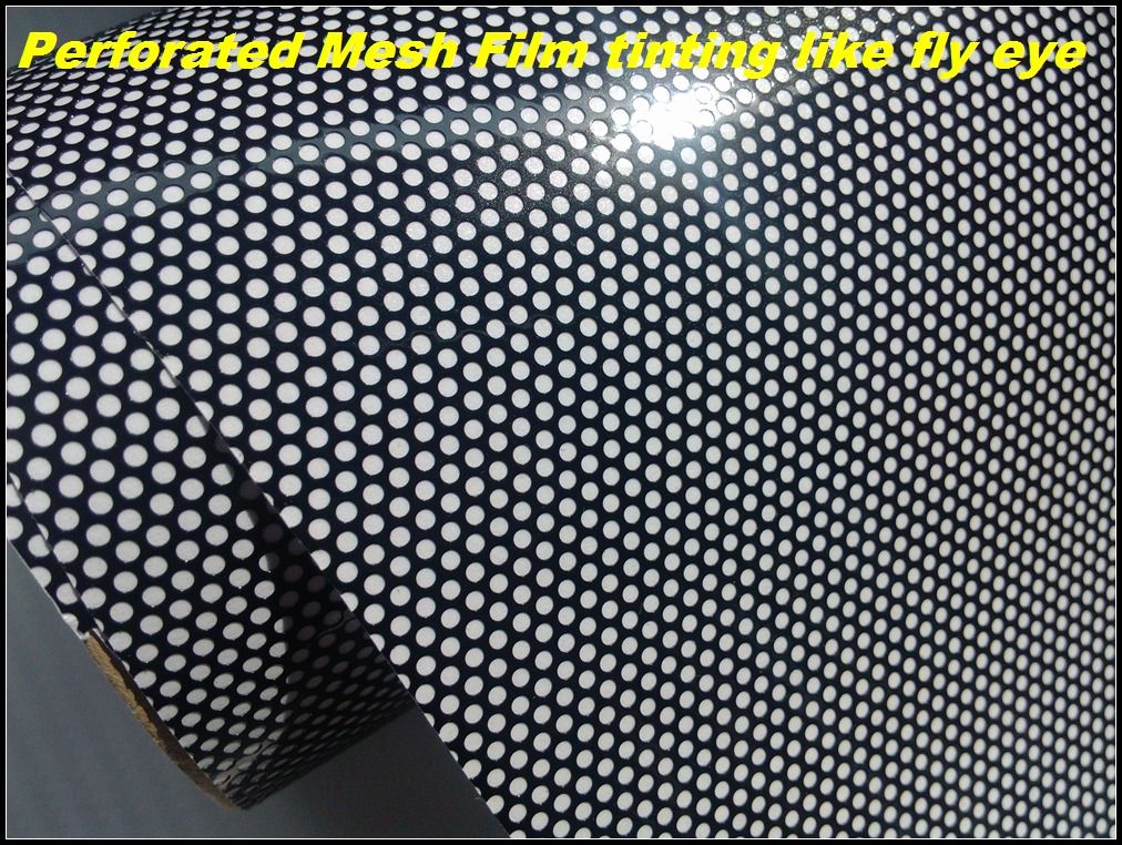 Headlight Tint Perforated Mesh Film Fly Eye Tint Legal on the Road self adhesive vinyl both side black 1.07x50meters To UK