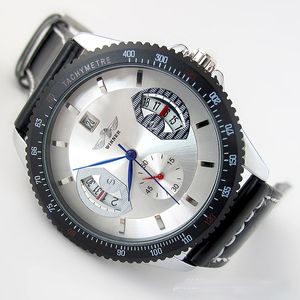Mekanisk klocka män vinnare vintage skelett mekanisk hand vind mens klockor klänning läderband armbandsur utrustning reloj hodinky