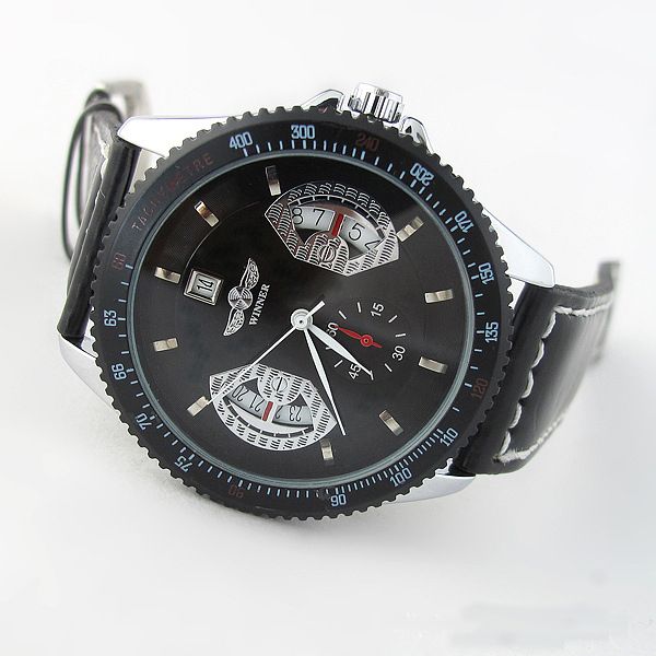 Zegarek mechaniczny Zwycięzca Mężczyźni Vintage Szkielet Mechaniczny Ręka Wiatr Męskie Zegarki Sukienka Skórzana Zespół Zegarek Reloj Hodinky