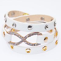 Wholesale Newest Double Wrap Bracelets With Micro Pave CZ Disco Figure Eight knot wrapped studded Charm Bracelets with infinity charms