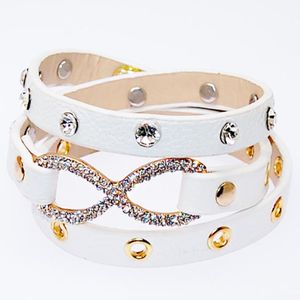 Newest Double Wrap Bracelets With Micro Pave CZ Disco Figure Eight knot wrapped studded Charm Bracelets with infinity charms