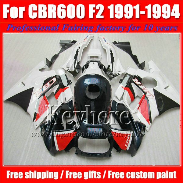 Custom White Black Red Fairing Kit voor HONDA CBR 600 91 92 93 94 BIFERINGEN CBR600 1991 1992 1993 1994 F2 Motorfietsonderdelen met 7 Geschenken PJ25