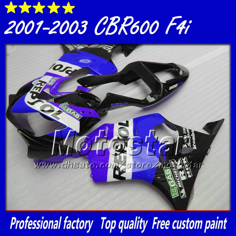 

7Gifts for HONDA CBR600 F4i fairing 2001 2002 2003 CBR600 F4i abs fairings cbr 600 f4i 01 02 03 Repsol su13, Multi-color