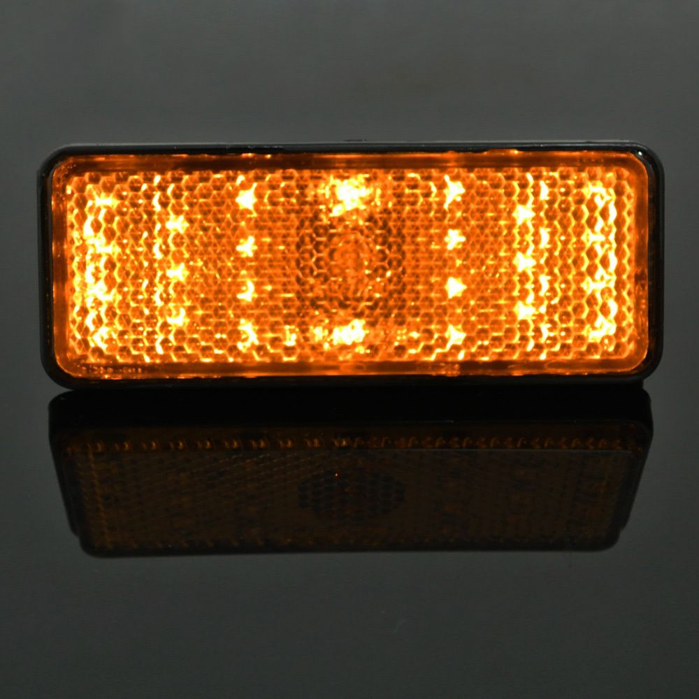 1*Amber LED Rectangle Reflector Turn Signal Light Universal Motorcycle Car Auto