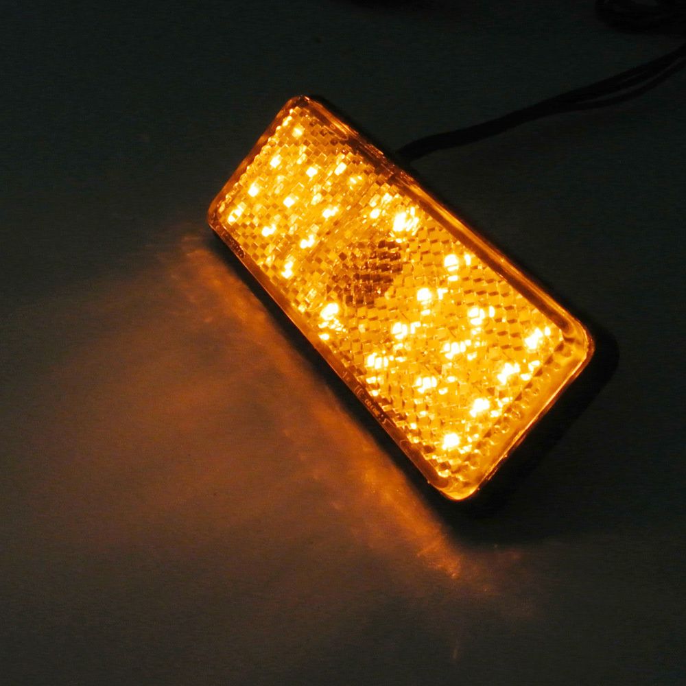

2* yellow lens amber light LED Rectangle Reflector Turn Signal Light Universal Motorcycle Car Auto