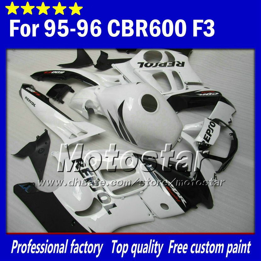 

Motorcycle fairings parts for HONDA CBR600F3 95 96 cbr600 f3 1995 1996 CBR 600 F3 fairing glossy white black Repsol, Multi-color