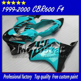 7 Gifts for honda CBR 600 abs fairings 1999 CBR600 F4 2000 CBR600F4 99 00 fairing kit glossy black with water blue bodywork