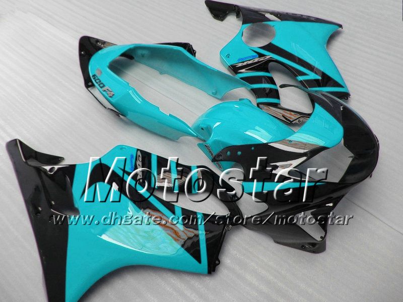 7 Gifts for honda CBR 600 abs fairings 1999 CBR600 F4 2000 CBR600F4 99 00 fairing kit glossy black with water blue bodywork