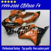 7 Regali per carene honda CBR 600 abs 1999 CBR600 F4 2000 CBR600F4 99 00 kit carene nero con carrozzeria rosso arancio si6