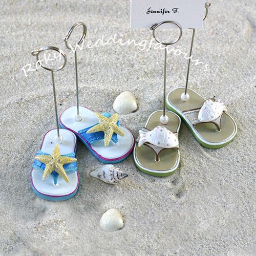 Gratis verzending! 60 stks = 30 paren / partij leuke strandcombers flip flop place card houder bruiloft gunsten partij gunsten partij decoratie geschenken