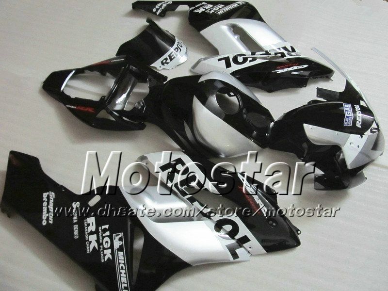 7Gifts för Honda CBR1000RR Fairings Bodywork 04 05 CBR 1000RR FAIRING SET 2004 2005 Glansig svart Silver Repsol SI114