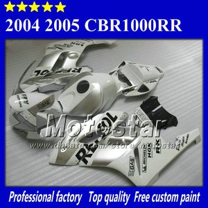 7 Gifts for HONDA CBR1000RR fairings bodywork 04 05 CBR 1000RR fairing set 2004 2005 glossy white silver Repsol si120