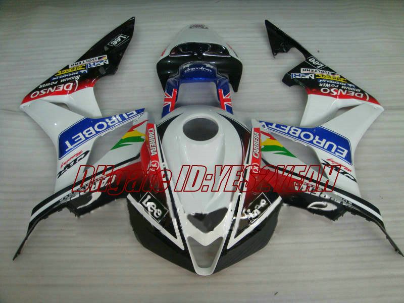 ホンダCBR600RR 07 08 CBR 600RR F5 2007 2008 CBR600 ABSホワイトカラフルなフェアリングセット+ギフトHX20