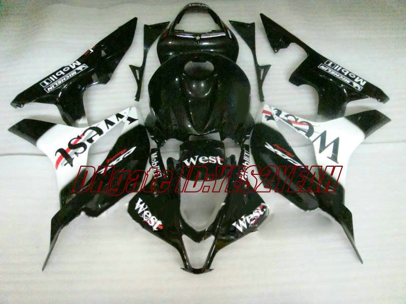Custom Fairing Kit för Honda CBR600RR 07 08 CBR 600RR F5 2007 2008 CBR600 ABS West White Black Fairings Set + Gåvor HX22