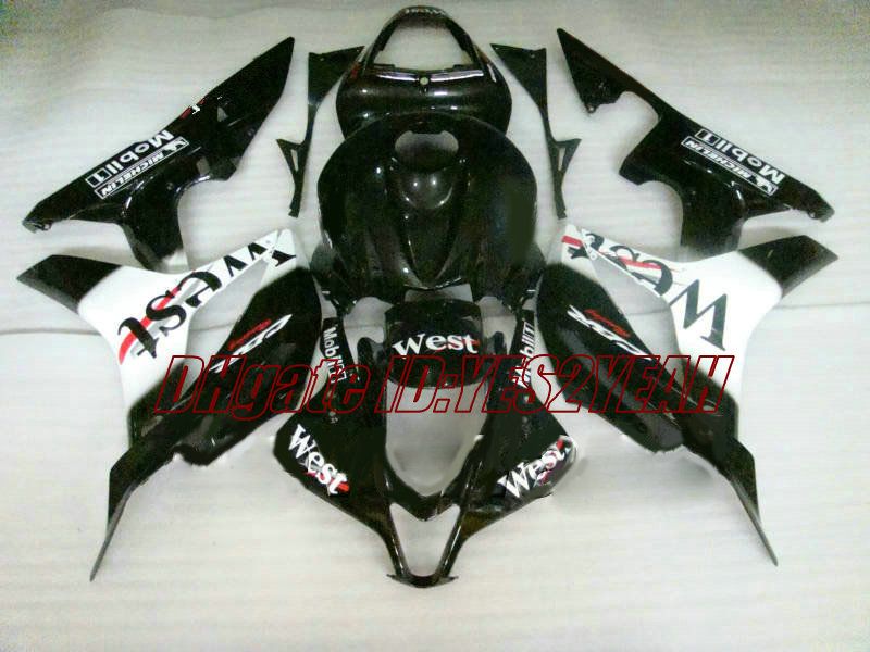 Custom Fairing Kit voor Honda CBR600RR 07 08 CBR 600RR F5 2007 2008 CBR600 ABS West White Black Backings Set + Gifts HX22