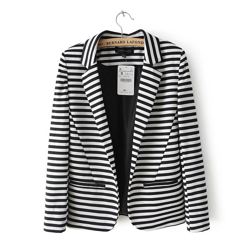 black and white striped jacket women's