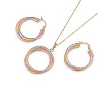 Wholesale S Gold Plated Round Circle Jewelry set for Women K Rose White Gold Color Nickel Free